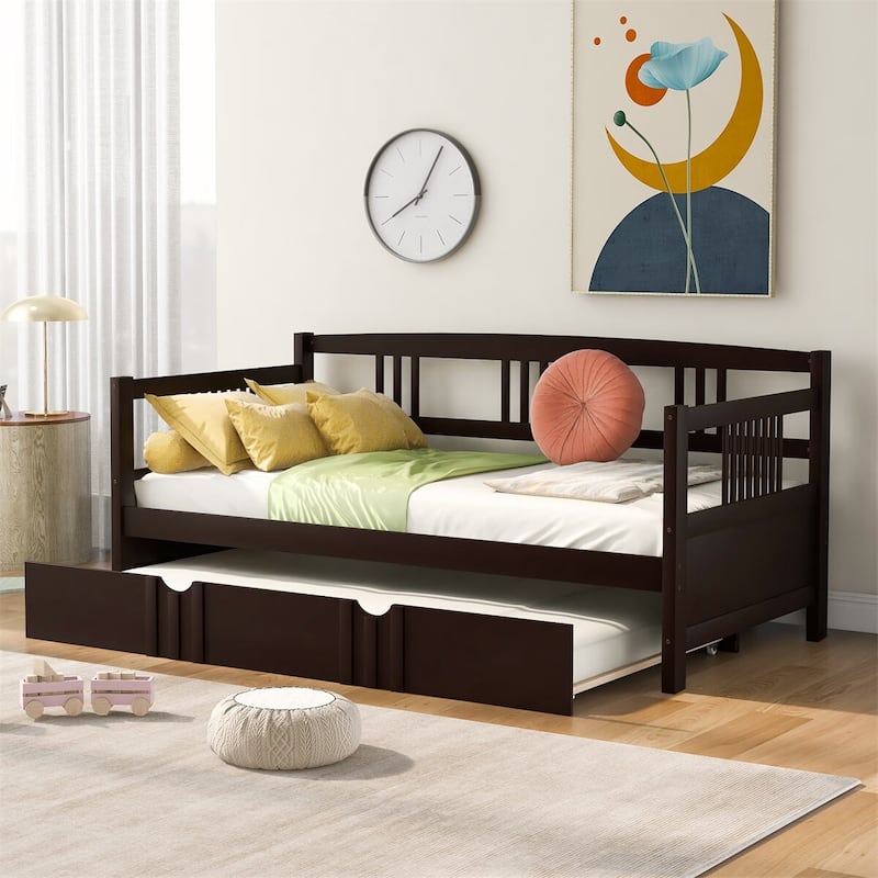 Merax Wood Daybed with Twin Size Trundle