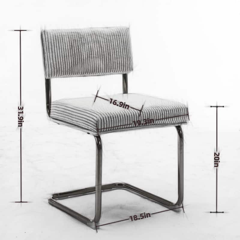 GDFStudio Modern Armless Dining Chairs with Corduroy Fabric and Gold Metal Base (Set of 2)