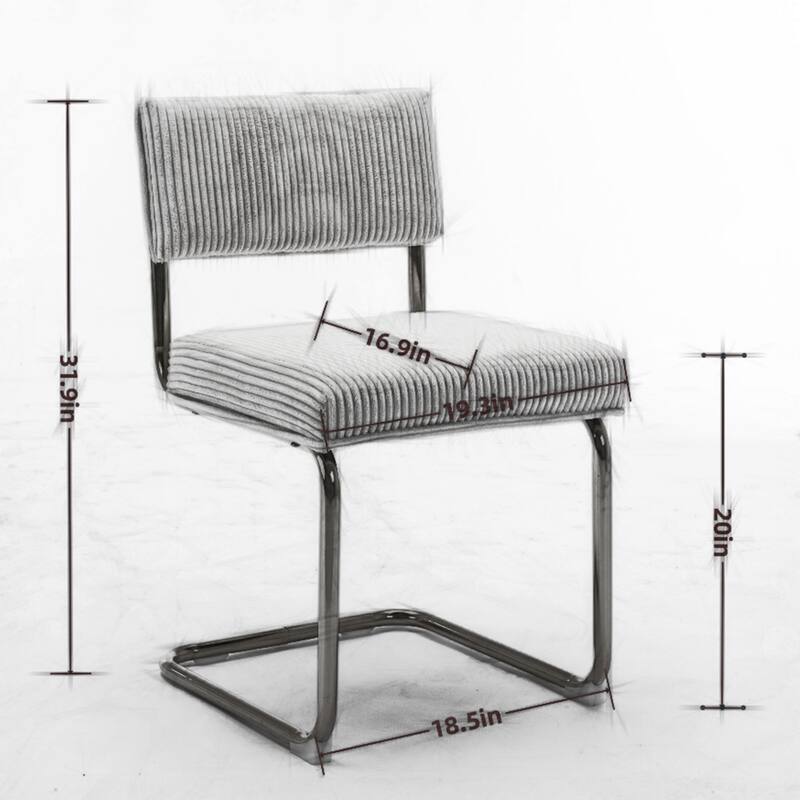 Roomfitters Modern Corduroy Dining Chairs Set of 2, Upholstered Armless Accent Chairs with Gold Metal Frame