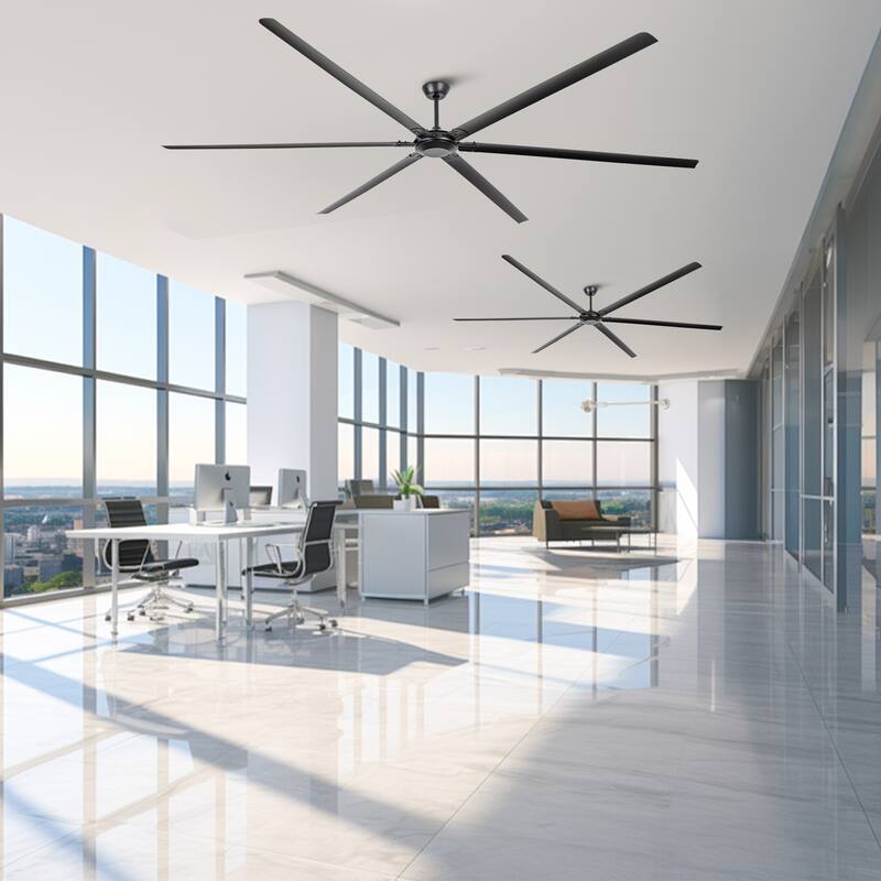 120" Industrial Black Aluminum Extra Larger Commercial Ceiling Fan with Remote