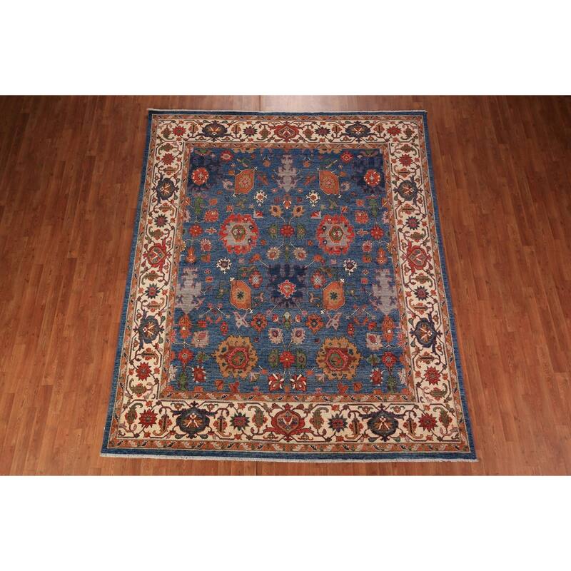 Blue Ziegler Vegetable Dye Area Rug Handmade Wool Carpet - 8'0" x 9'9"