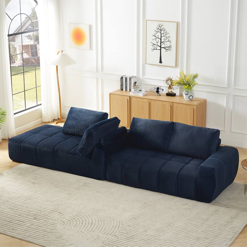 L-Shape Sectional Sofa with Chaise, Oversized Faux Fur Upholstered Sofa, Comfy Sleeper Couch for Living Room, Apartment