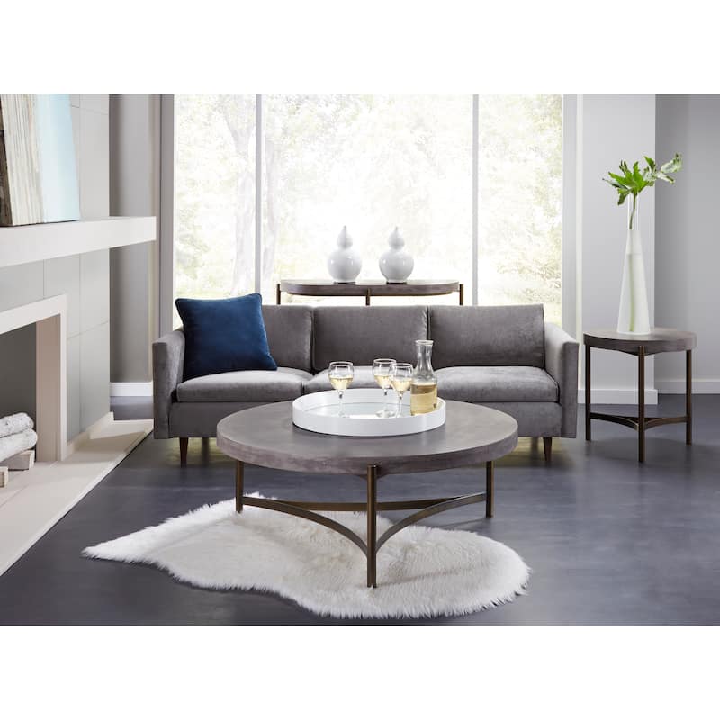 Lyon Round Concrete and Metal Side Table