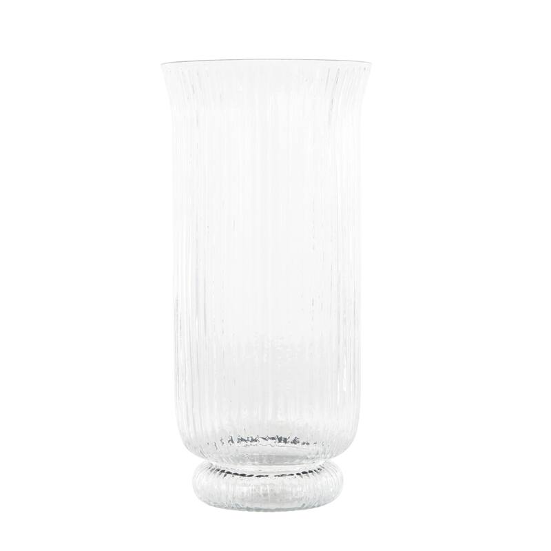 Glass Ribbed Fluted Candle Holder - Clear - Roche River Decor - 6"W x 6"L x 13"H