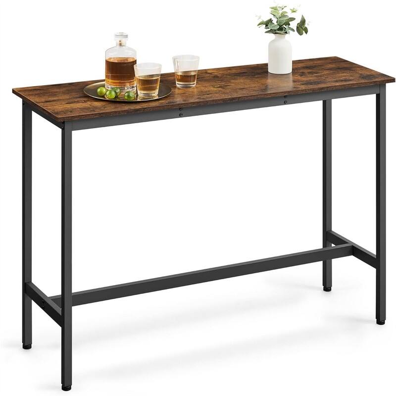 Narrow Long Bar Table - 15.7"D x 47.2"W x 35.4"H - Rustic Brown