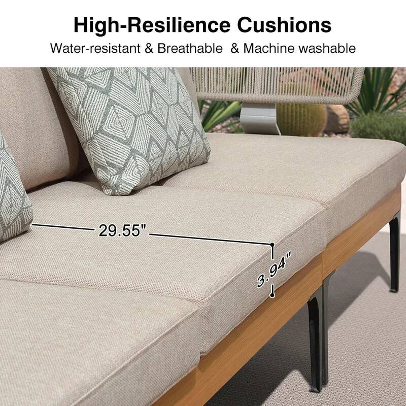 PURPLE LEAF Melben Light Grey Modular Outdoor Sectional with Cushions Flexible Layout Patio Conversation Set Couch