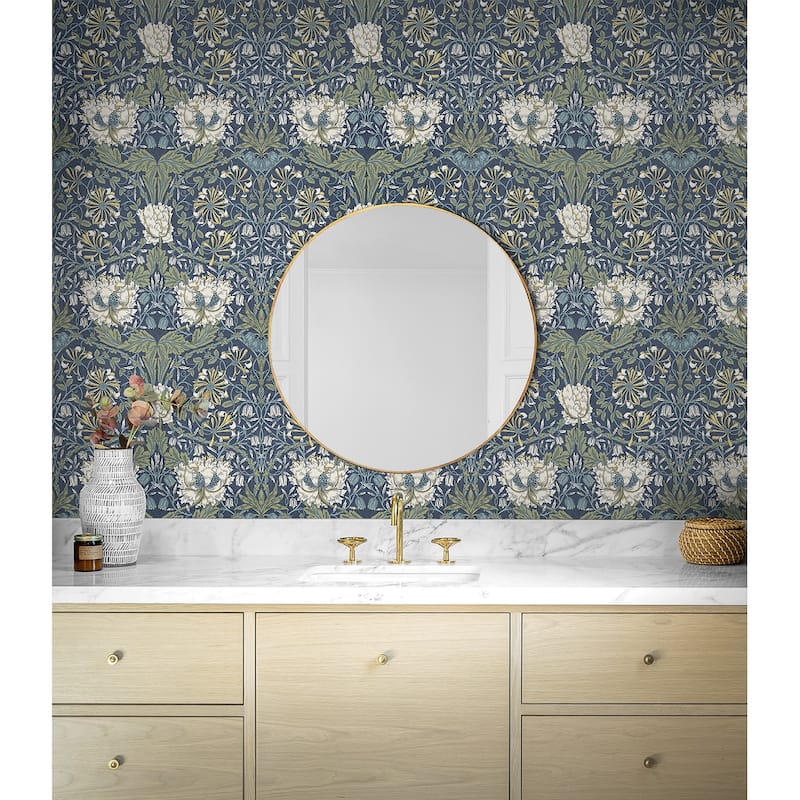 NextWall Ogee Flora Peel and Stick Wallpaper - 20.9 in. W x 18 ft. L