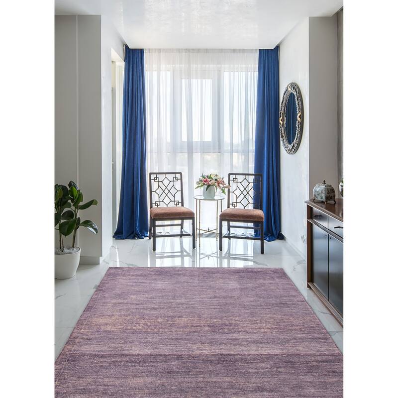 ECARPETGALLERY Hand-knotted Loreto Purple Silk Rug - 5'9 x 8'10