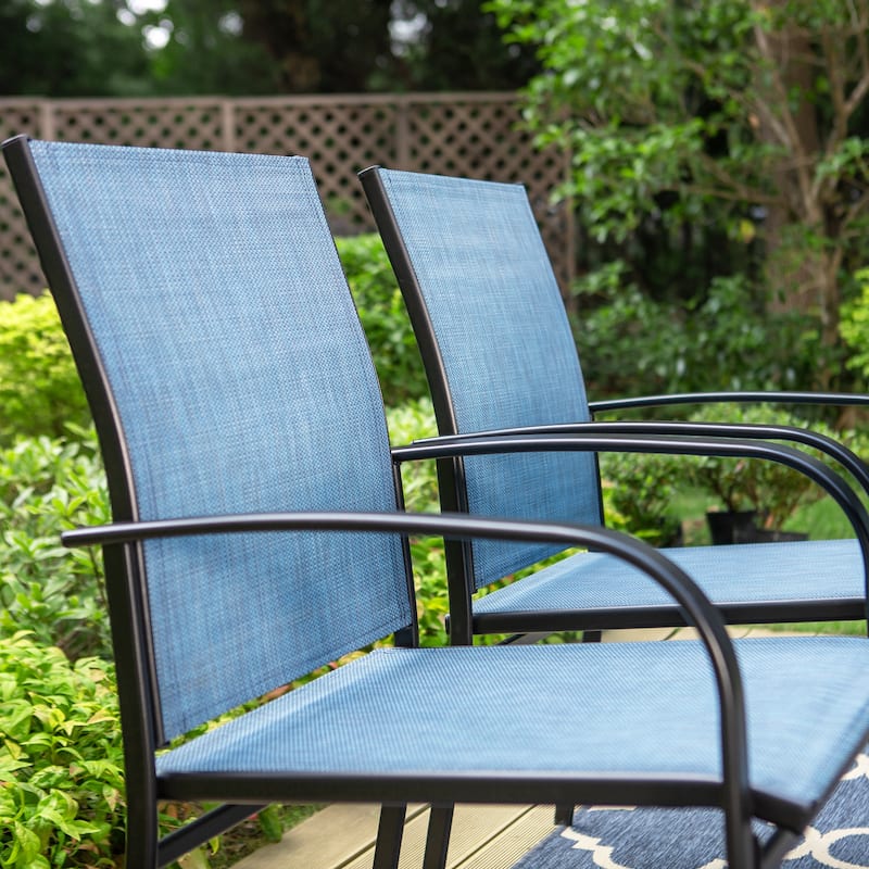 MAISON ARTS 7-Piece Patio Dining Set Metal Rectangle Table and 6 Textilene Dining Chairs