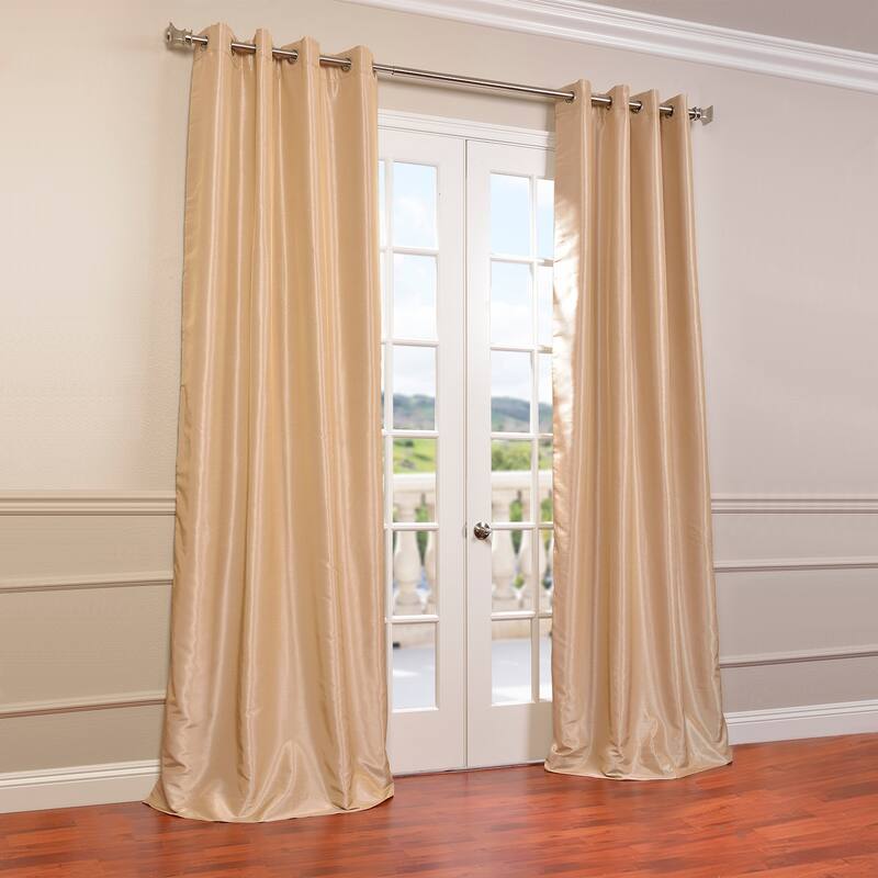 Exclusive Fabrics Textured Dupioni Faux Silk 84-inch Grommet Blackout Grommet Curtain (1 Panel) - 50 x 84
