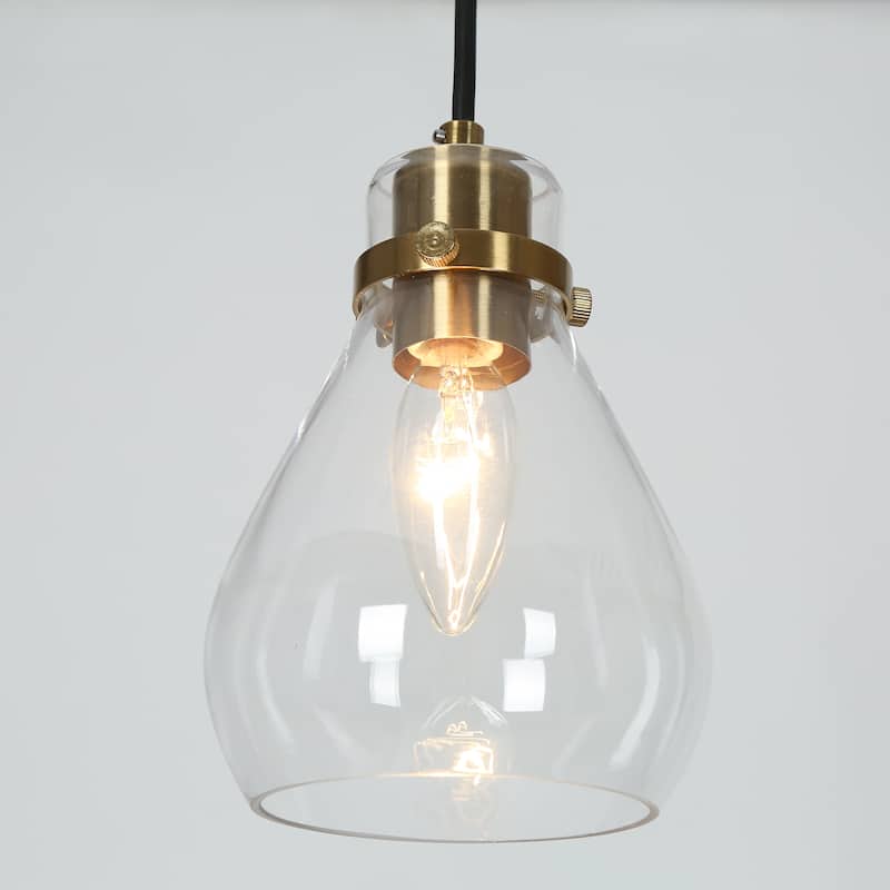 Nalia Mini Modern Contemporary1-light Black Gold Pendant Teardrop Glass LED Dimmable Island Lighting