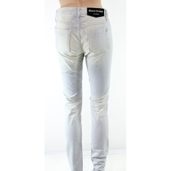 blue and white striped jeans womens