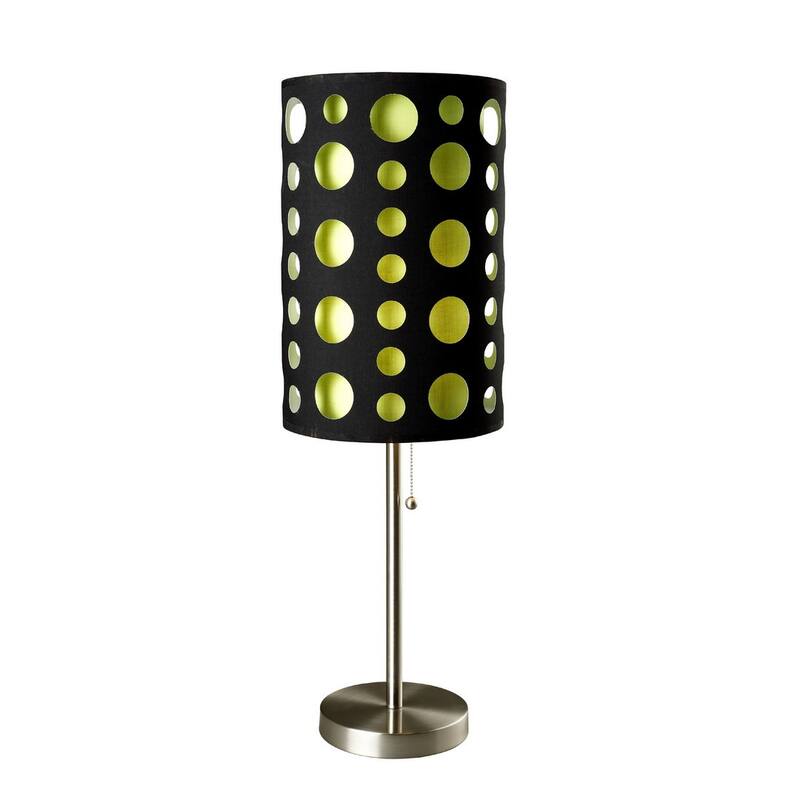 33" Tall Metal Table Lamp, design with Black and Green Shade - Multicolor