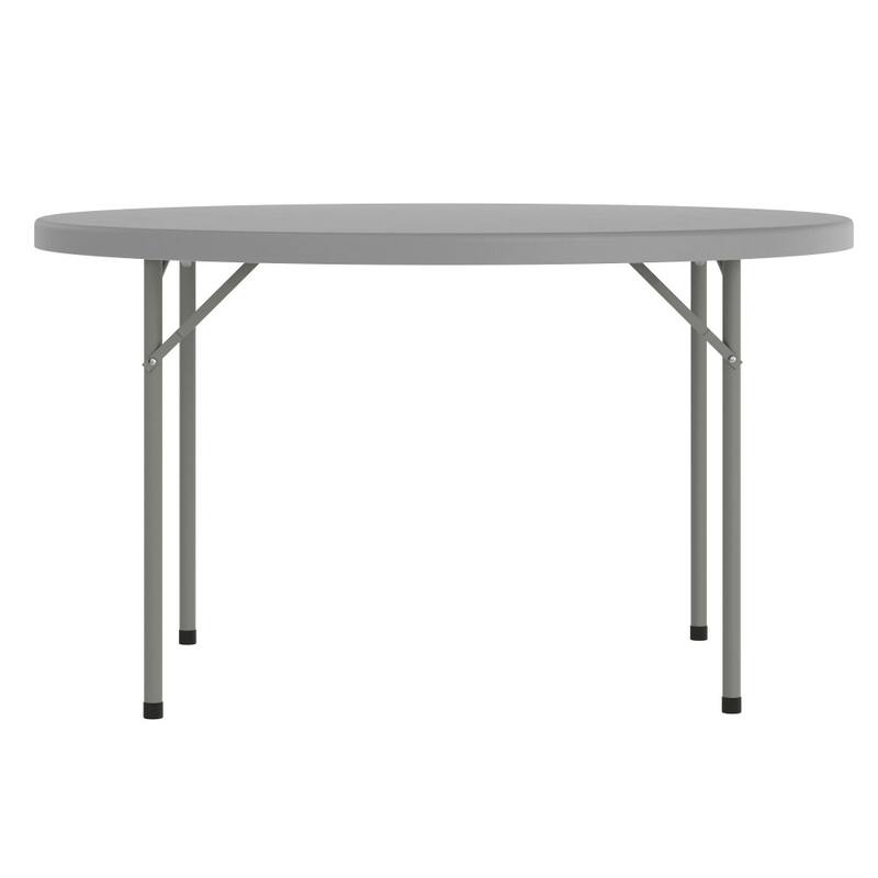 48" Round Granite White Plastic Event and Party Folding Table - 48"D x 48"W x 29"H
