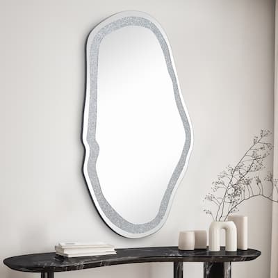 Sparkling Crystal Diamond Accent Wall Mirror Bathroom Vanity Mirror - 47.4'' H X 31.9" W x 0.6" D