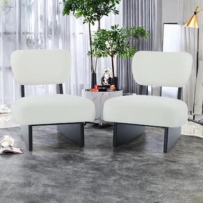 Polyester Lounge Chairs (Set of 2）with Black Wood Base, Minimalist Design, and Ergonomic Comfort