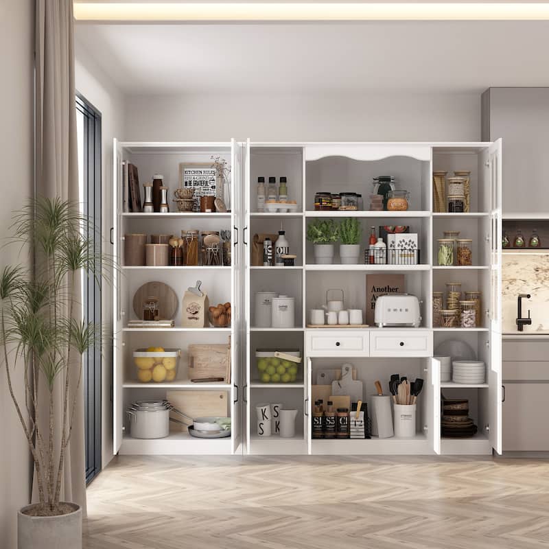 Home Office Storage Solution White Bookshelf, Pantry, and Display Unit