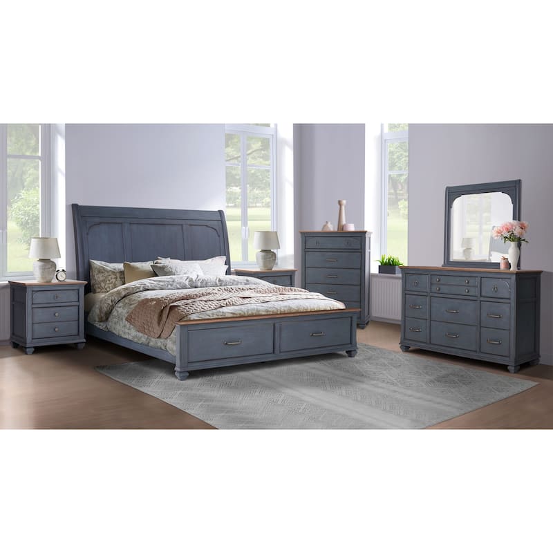Bridgevine Home Americana Nightstand, No Assembly Required, Corduroy Blue Finish
