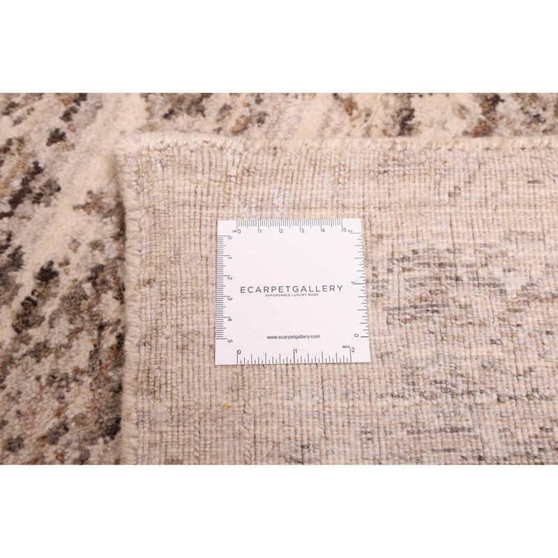 ECARPETGALLERY Hand Loomed Elysian Taupe Wool Rug - 8'1 x 9'10