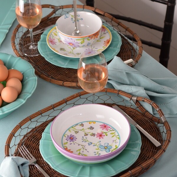 Euro Ceramica Charlotte Stoneware Asssorted Pasta Bowl (Set of 4) On