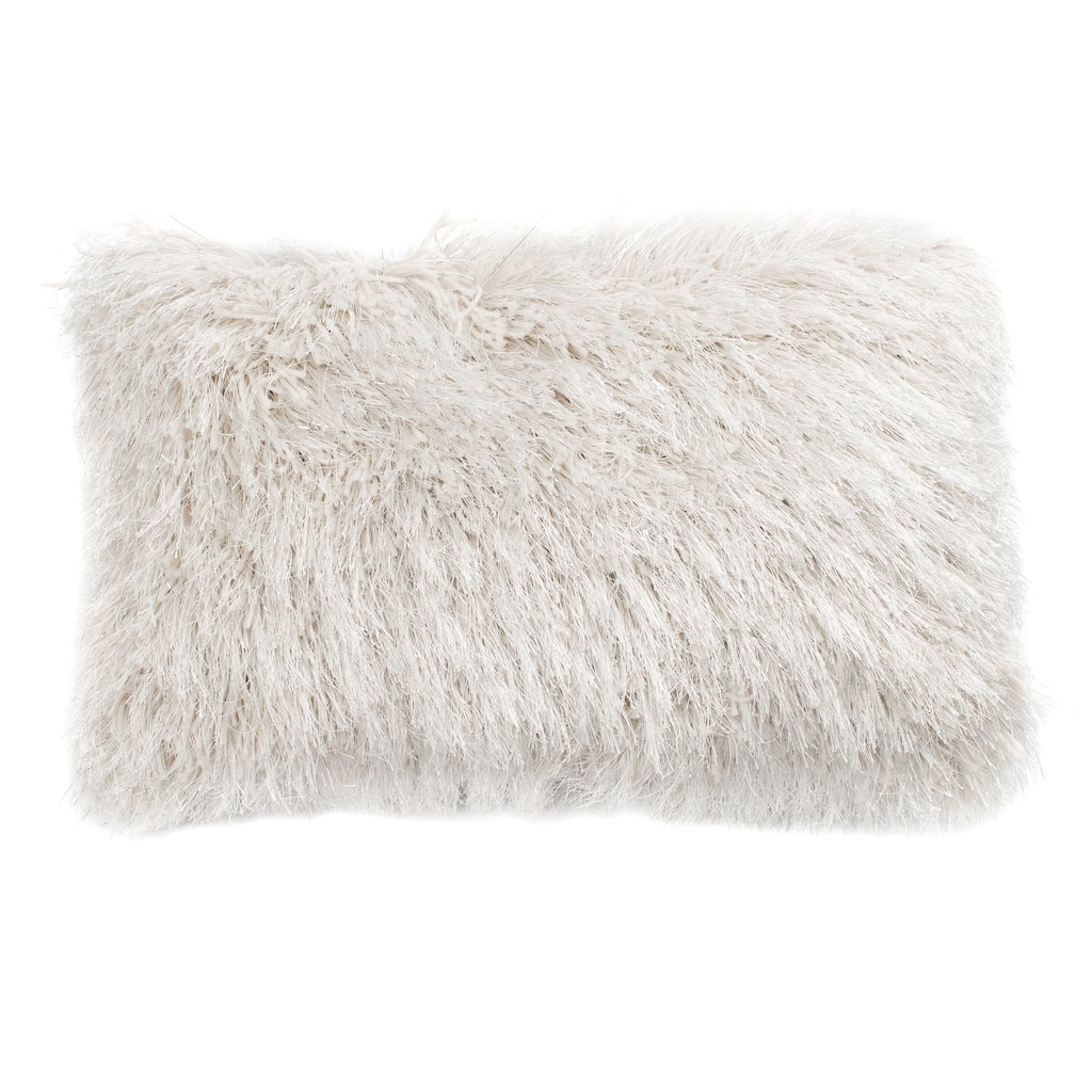 SAFAVIEH Zuhre Shag Modish Metallic Decorative Pillow Snow