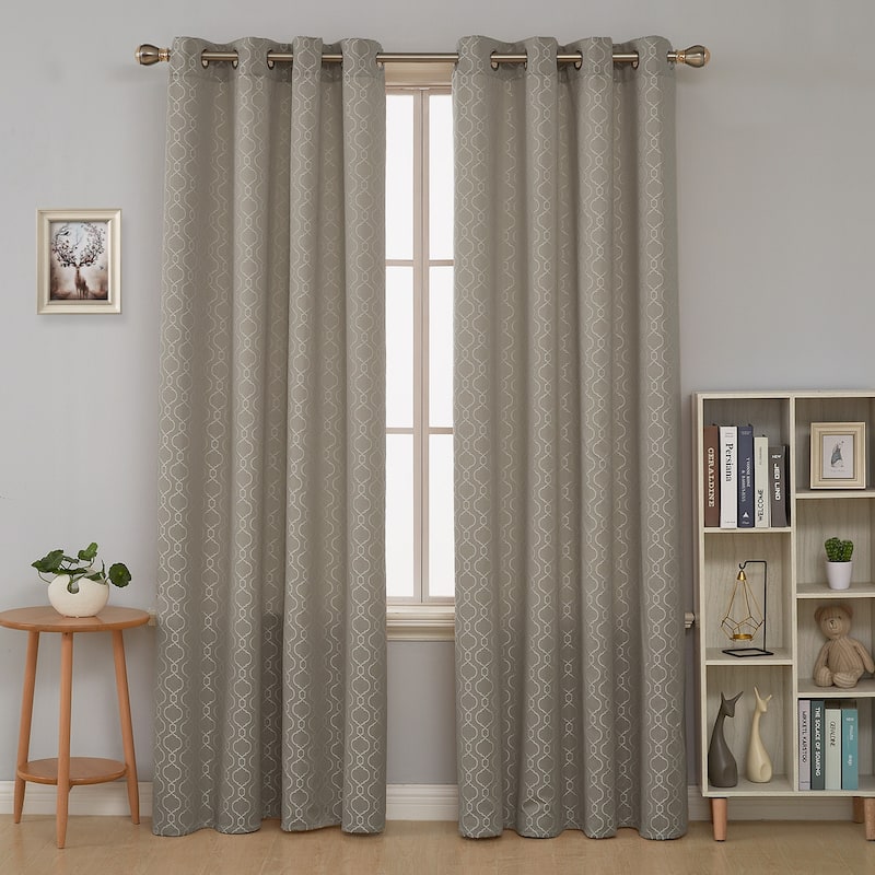 Deconovo Geometric Knitting Room Darkening Grommet Curtain(2 Panels) - 52W x 95L - Light Khaki