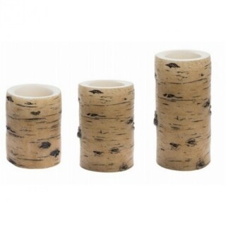 Shop Inglow Cgt12890tn3 Tan Birch Bark Pillar Candles 3 Pack