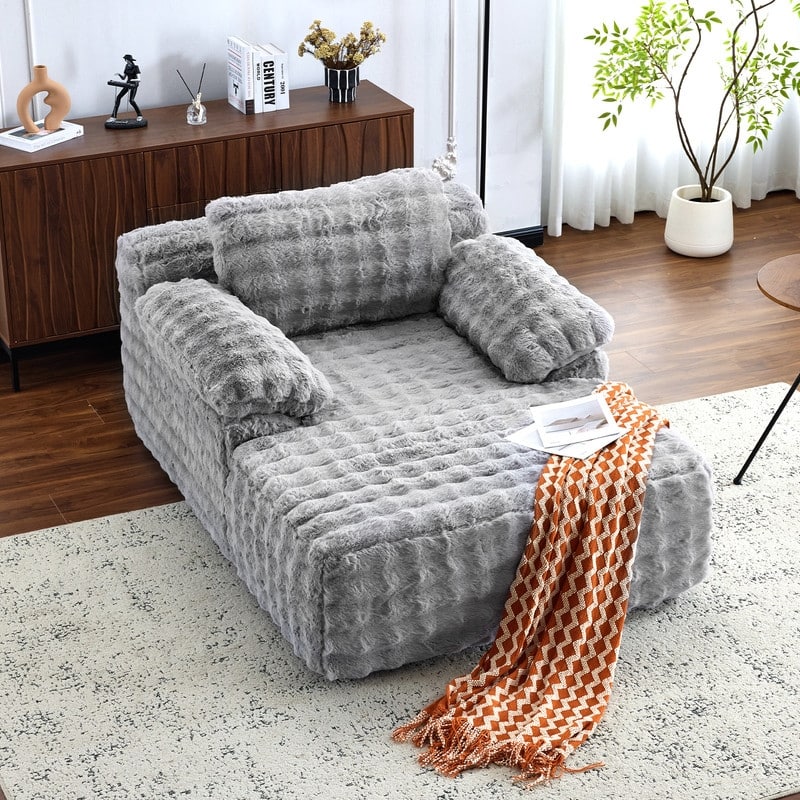 Upholstered Velvet Boneless Couch Sleeper Sofa Bed - Grey