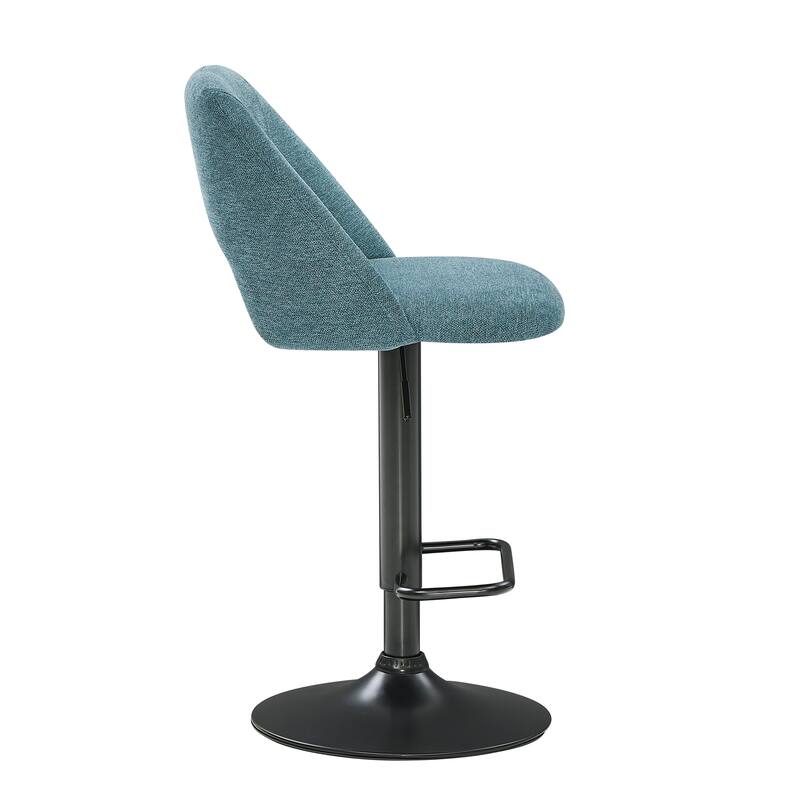 Roundhill Furniture Nuvia Contemporary Adjustable Barstool with Upholstered Swivel Seats, Set of 2