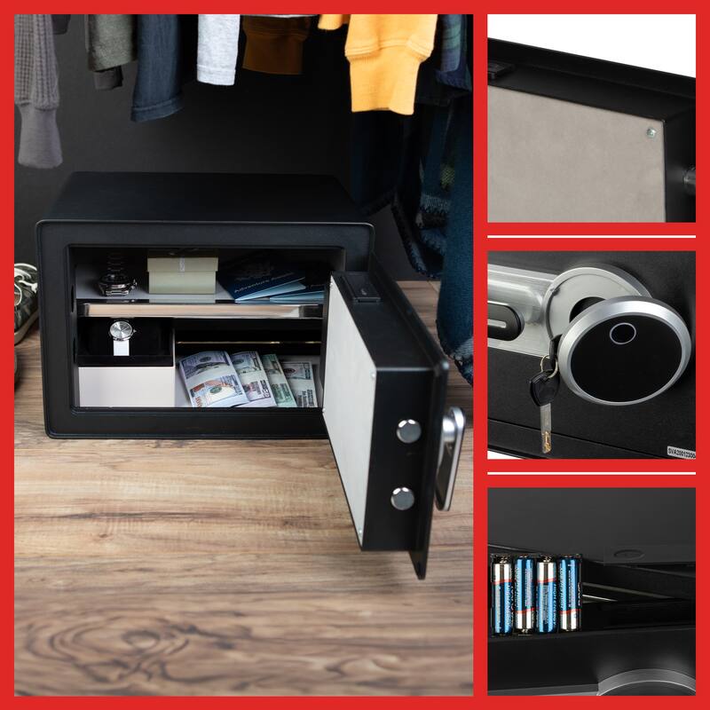 Biometric Safe - Lock Box with Fingerprint Scanner and Digital Key for Quick Access - Home Safe for Cash and Jewelry by Stalwart