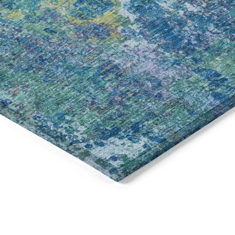 Machine Washable Indoor/Outdoor Abstract Watercolor Chantille Rug