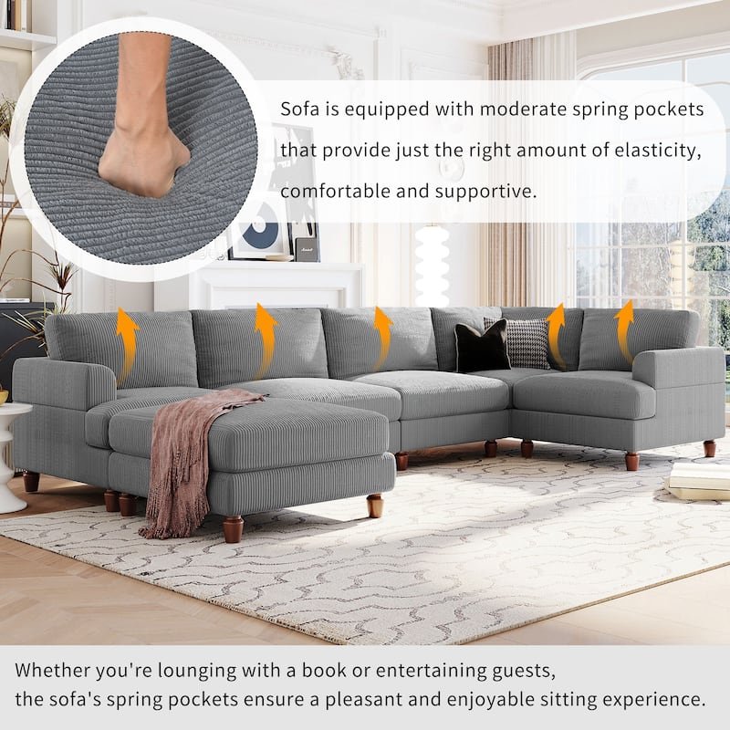 97.2" L-Shaped Modular Sectional Sofa with Ottoman (6-Seater)