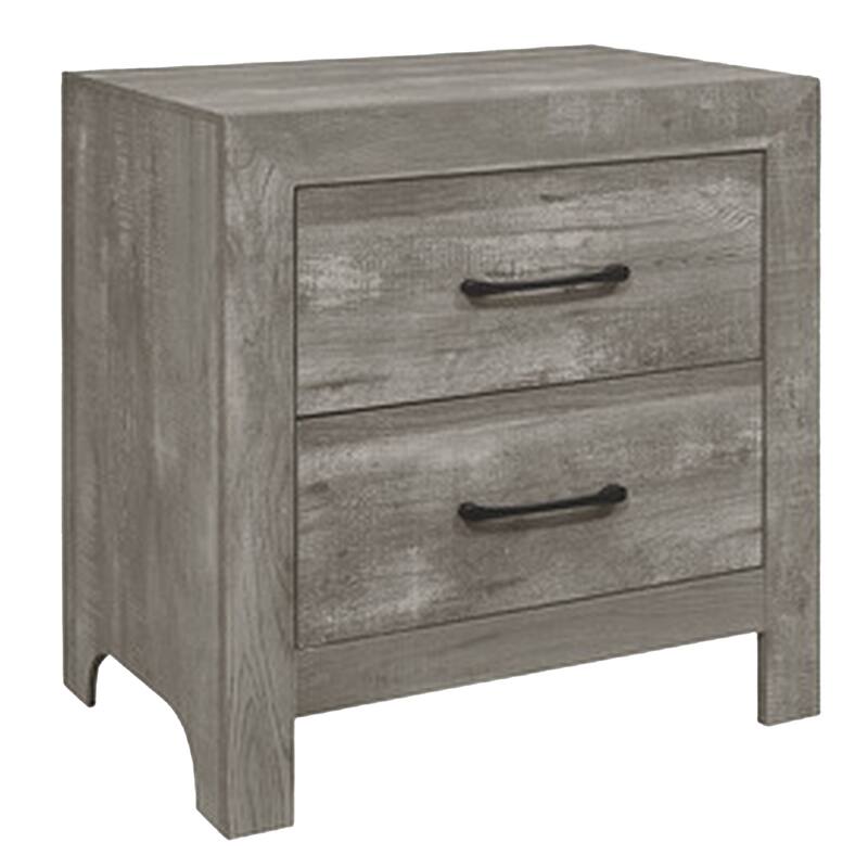 Ko Four Piece King Size Bedroom Set, Panel Detailings, Black Metal Handles, Rustic Gray