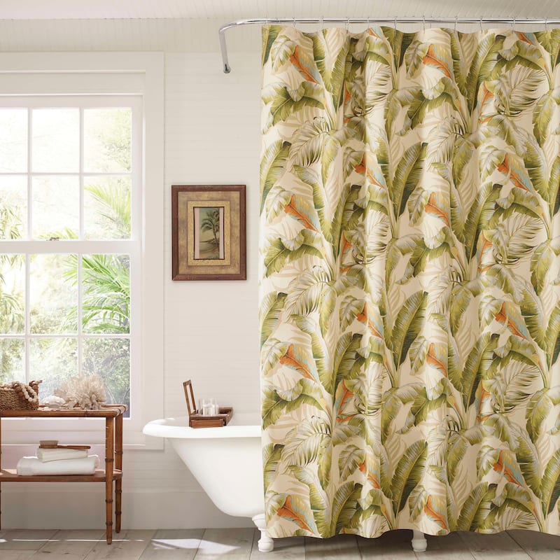 Tommy Bahama Palmiers Green Cotton Shower Curtains - 72x84