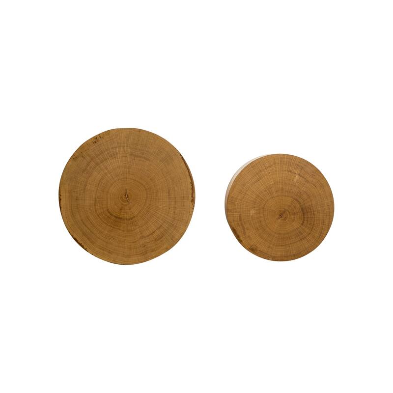 Nesting Coffee Table Set of 2, Modern Round Wooden Accent Tables, Space-Saving Circle Drum Side Tables