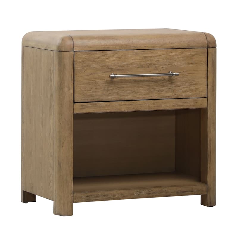 Twilight 1-Drawer Rubberwood Nightstand, Natural