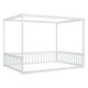 preview thumbnail 6 of 7, Full Size Canopy Frame Floor Bed with Fence and Guardrails, White