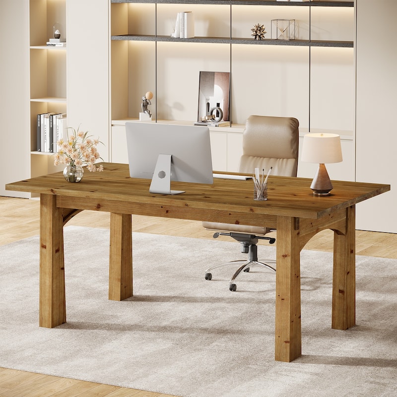 63-inch Wooden Computer Office Desk Workstation - Brown