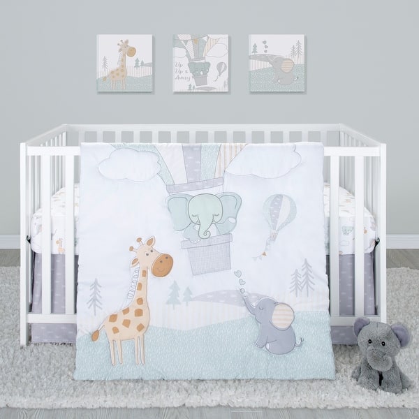 slide 2 of 8, Up Up & Away 4 Piece Crib Bedding Set