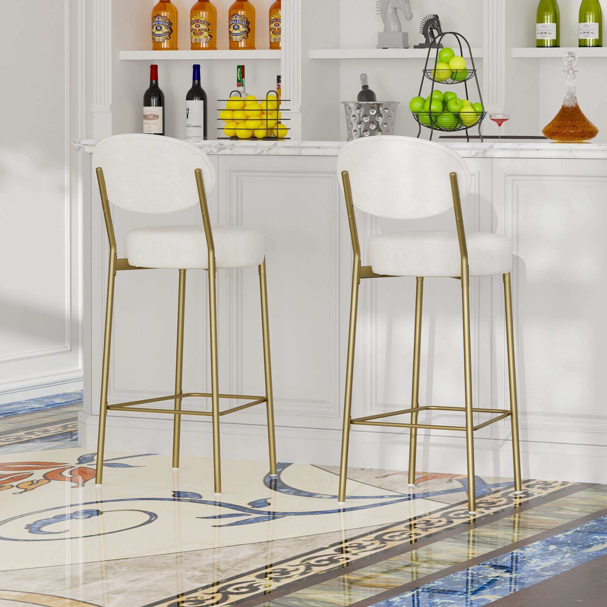 Bar Stools with Gold Frame and Armrests Set of 2 Bed Bath Beyond 42463800