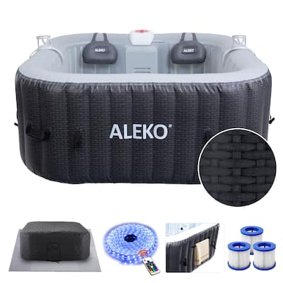 ALEKO Grey Square Inflatable 4 prs Hot Tub with Energy-saving Cover & Jets Mia Collection