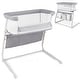 preview thumbnail 1 of 7, Gray Metal Fabric Mesh Baby Bassinet Bedside Sleeper with Adjustable Height and Storage Pockets - 37" x 27.5"