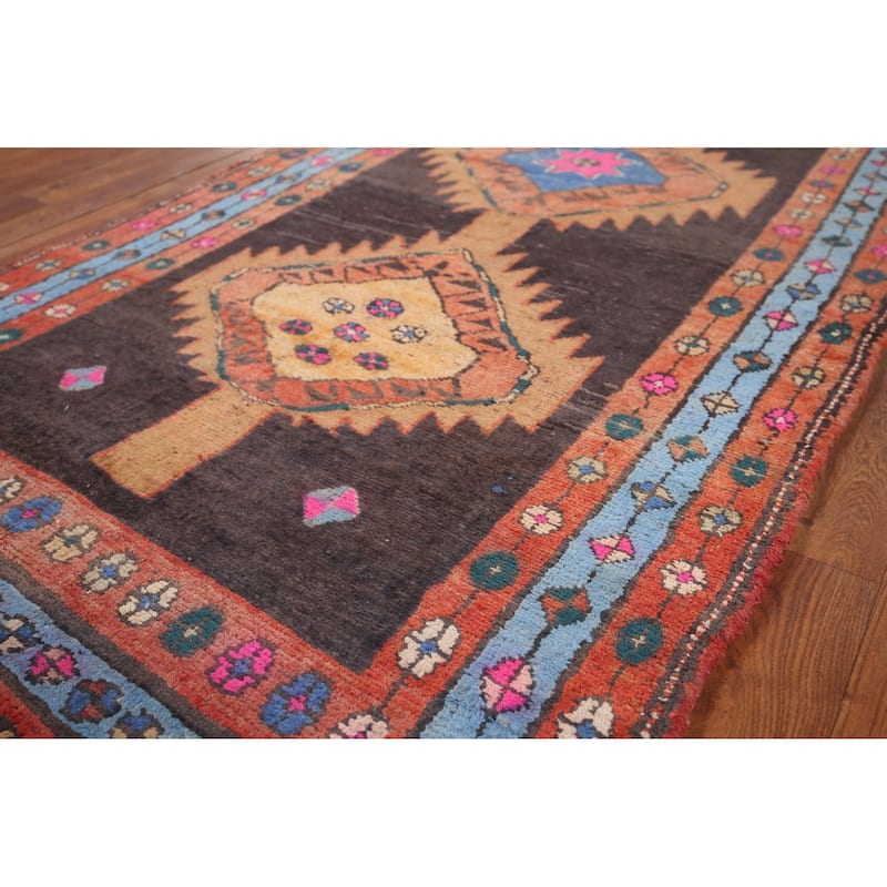 Ardebil Persian Vintage Runner Rug Hand-Knotted Wool Carpet - 3'6" x 13'0"