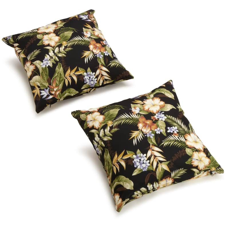 17-inch All-weather Outdoor Throw Pillows (Set of 2, Multiple Patterns) - Freeport Ebony