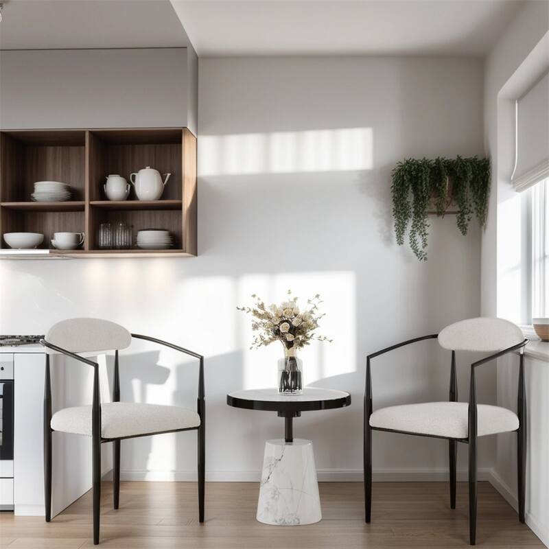 Modern Dining Chairs with Round Backrest and Metal Legs(Set of 2)