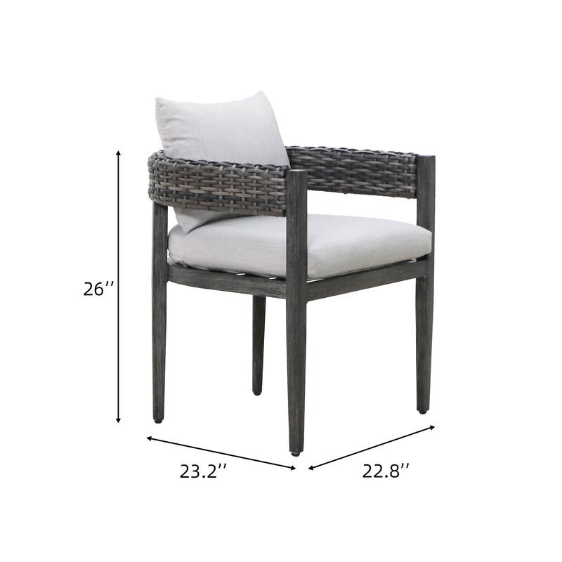 7-Piece Outdoor Patio Woven Dining Set with Gray Cushions