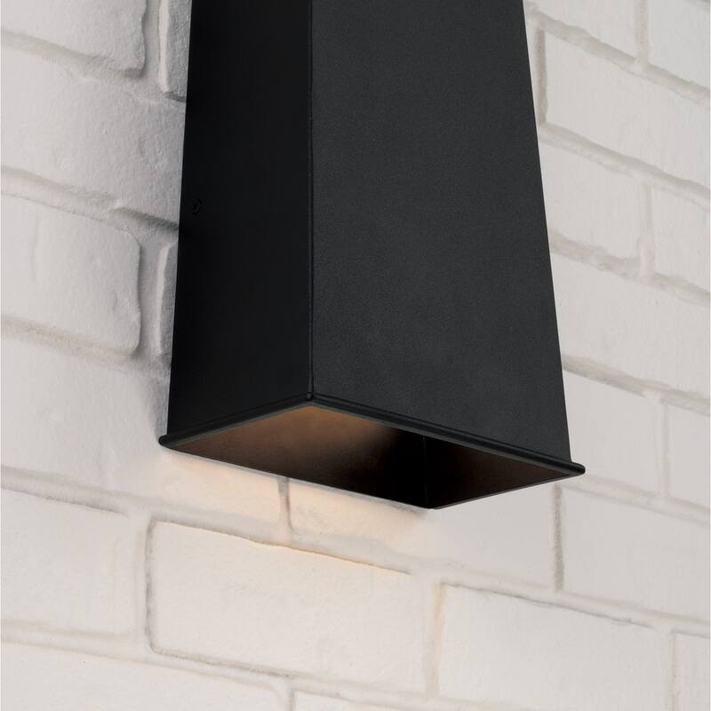 Integrated LED Outdoor Night Sky Friendly Enclosed Rectangular Wall Lantern in Black