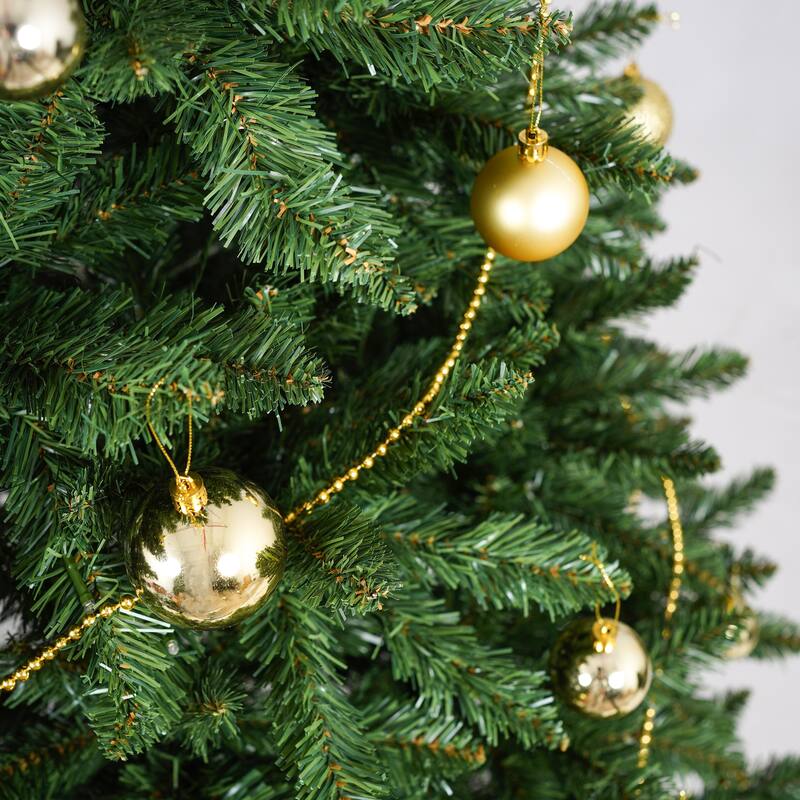7.5FT Pre-Lit Artificial Christmas Tree with 550 LED Lights, 1350 Tips, Hinged PVC Design and Metal Stand