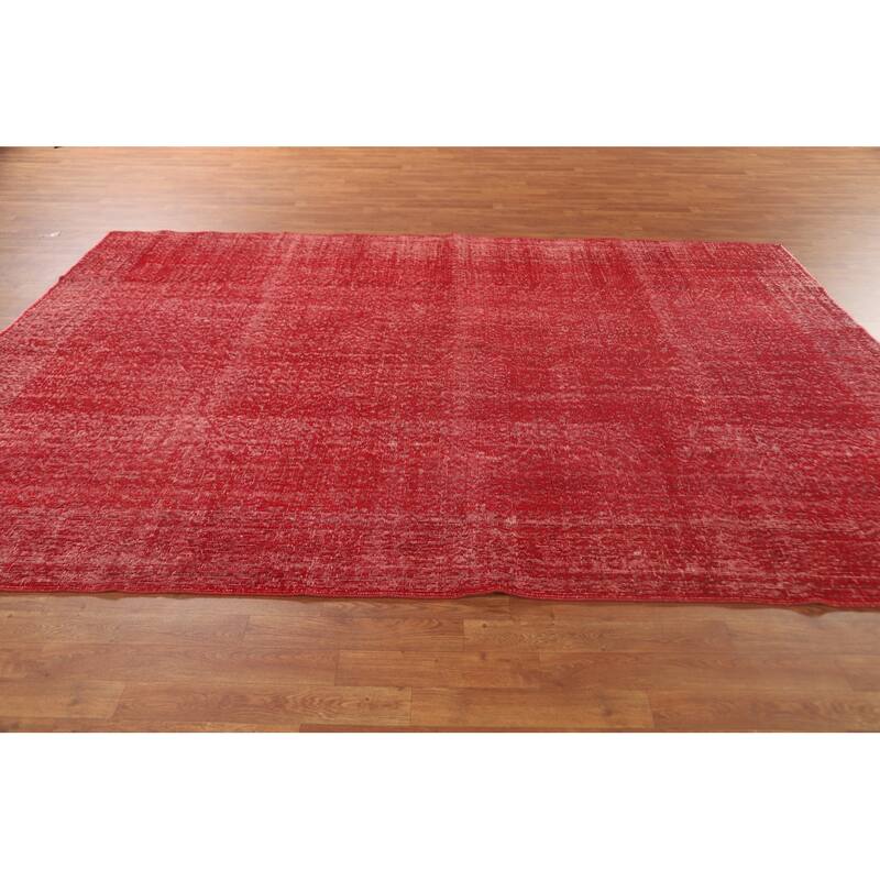Anatolian Turkish Rug Hand-Knotted Distressed Over-Dyed Wool Carpet - 7'0" x 10'1"