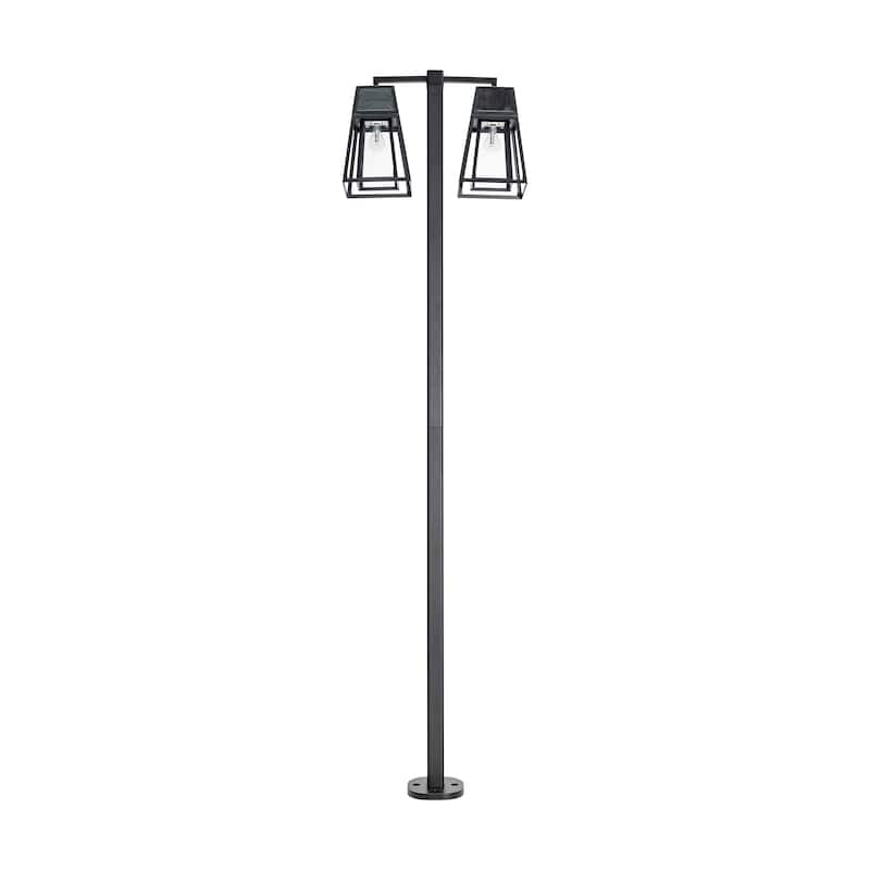 Gama Sonic Aria 98 in. Black Modern Aluminum Double Solar Post Light